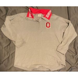 PINK Ohio State 1/4 Snap Long Sleeve Tee